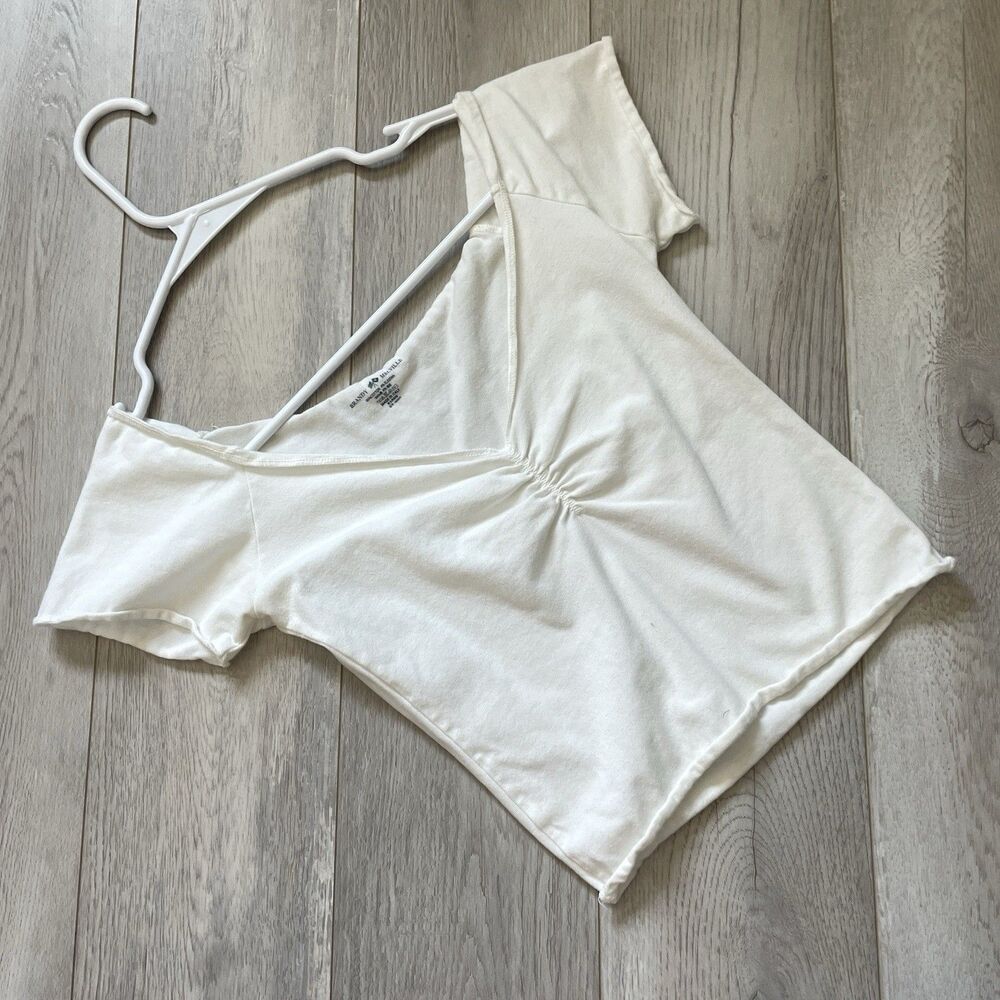 Brandy Melville Top gina womens White (one size) fitted coquette summer babydoll